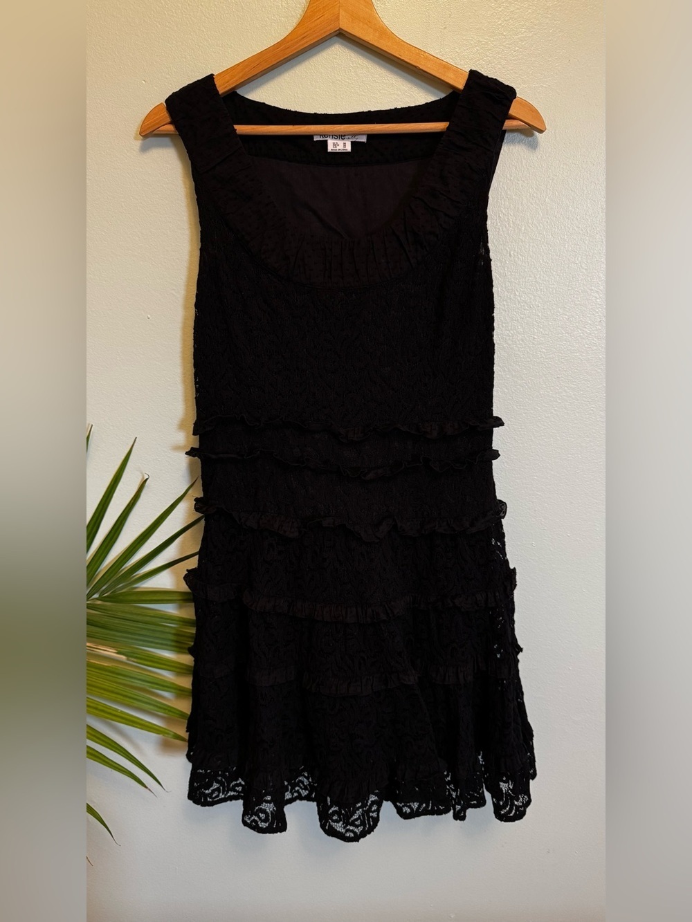 Kensie Black Layered Lace Mini Dress